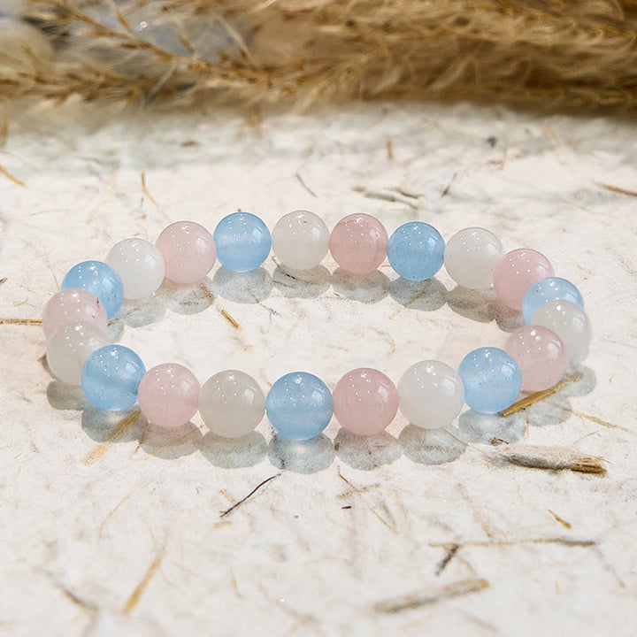 Olivenorma Aquamarine White Jade Natural Gem Beaded Bracelet - Natural Stone - image 0