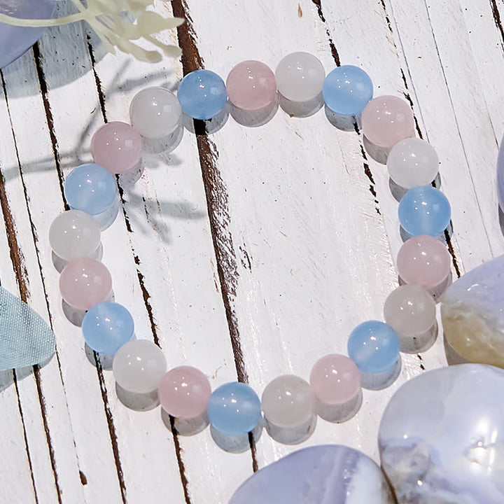 Olivenorma Aquamarine White Jade Natural Gem Beaded Bracelet - image 2