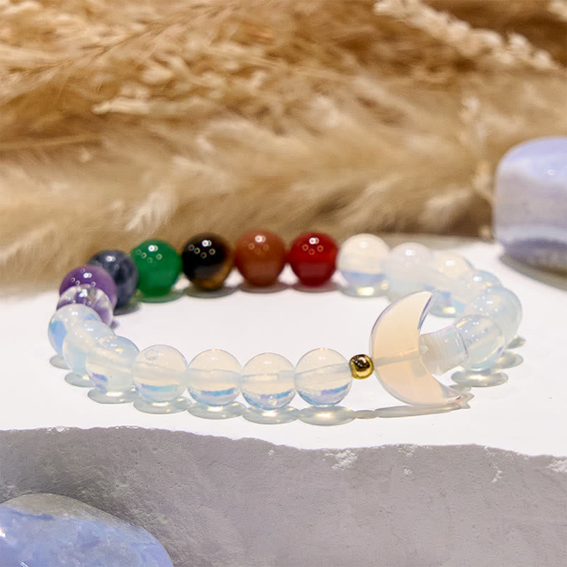 Olivenorma Opal Chakra Moon And Star Beaded Bracelet - image 3