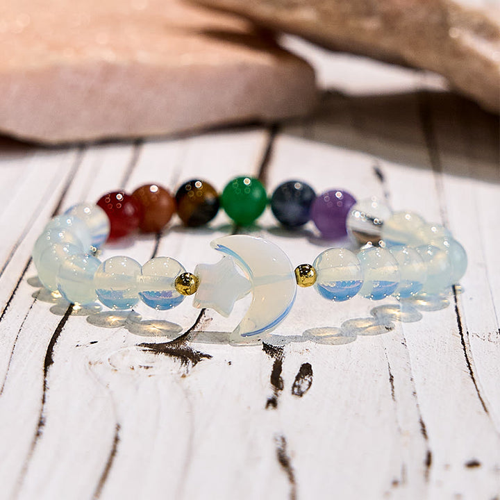 Olivenorma Opal Chakra Moon And Star Beaded Bracelet - image 4
