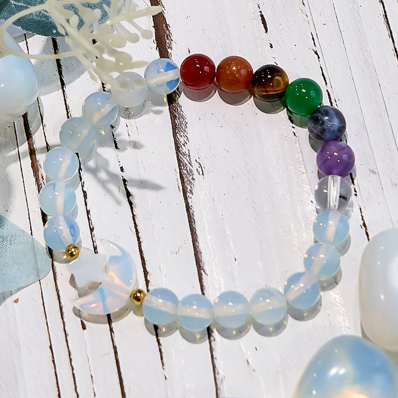 Olivenorma Opal Chakra Moon And Star Beaded Bracelet - image 2