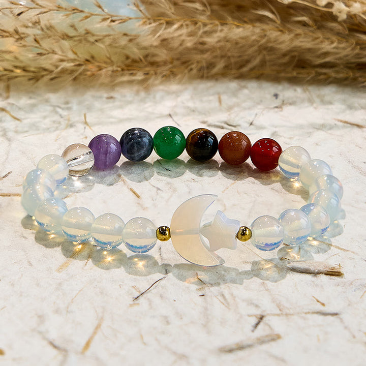 Olivenorma Opal Chakra Moon And Star Beaded Bracelet - Natural Stone - image 0