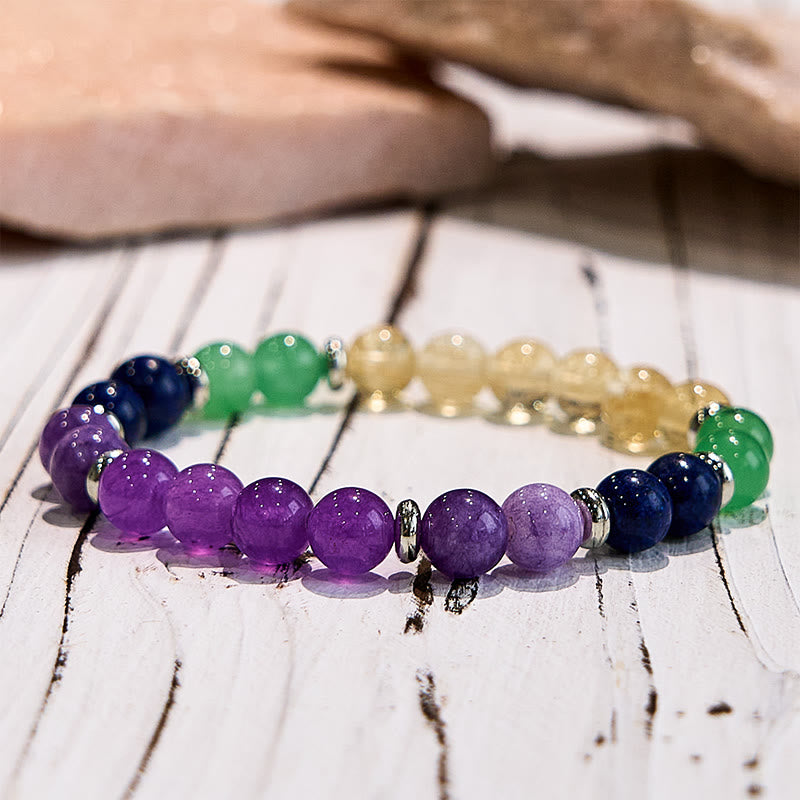 Olivenorma Amethyst Citrine Round Gemstone Beaded Bracelet - image 5