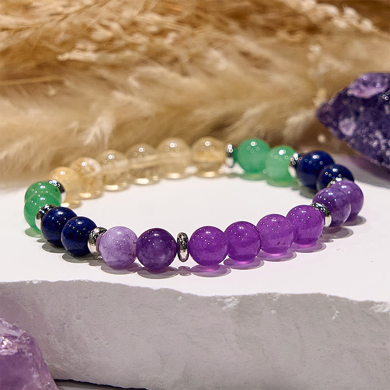 Olivenorma Amethyst Citrine Round Gemstone Beaded Bracelet - image 4