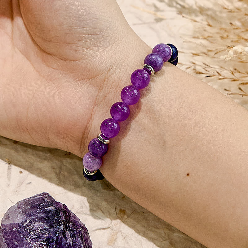 Olivenorma Amethyst Citrine Round Gemstone Beaded Bracelet - image 1