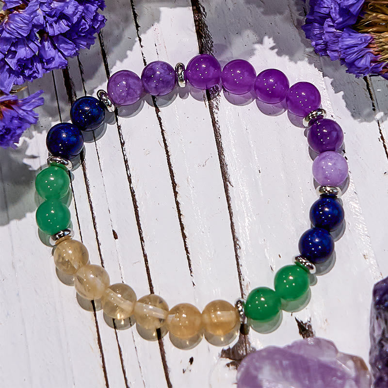 Olivenorma Amethyst Citrine Round Gemstone Beaded Bracelet - image 3