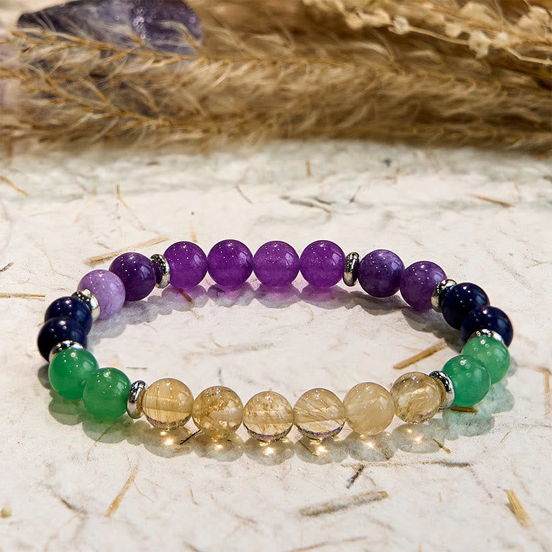 Olivenorma Amethyst Citrine Round Gemstone Beaded Bracelet - image 2