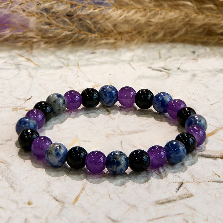 Olivenorma Dark Style Amethyst Obsidian Sodalite Gem Bracelet - Natural Stone - image 0