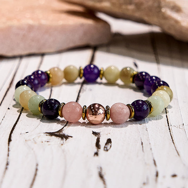 Olivenorma Natural Amethyst Amazonite Sleep Well Healing Bracelet - image 5