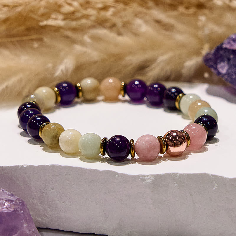 Olivenorma Natural Amethyst Amazonite Sleep Well Healing Bracelet - image 4
