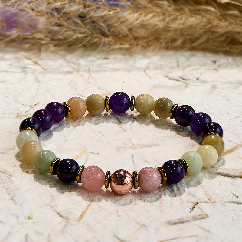 Olivenorma Natural Amethyst Amazonite Sleep Well Healing Bracelet - image 2