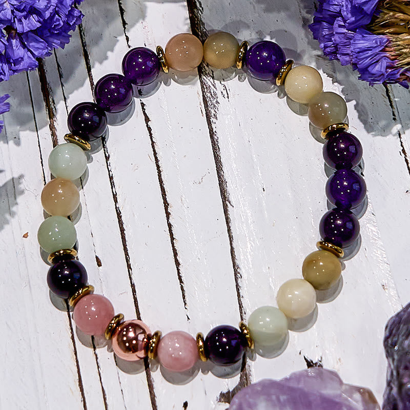 Olivenorma Natural Amethyst Amazonite Sleep Well Healing Bracelet - image 3