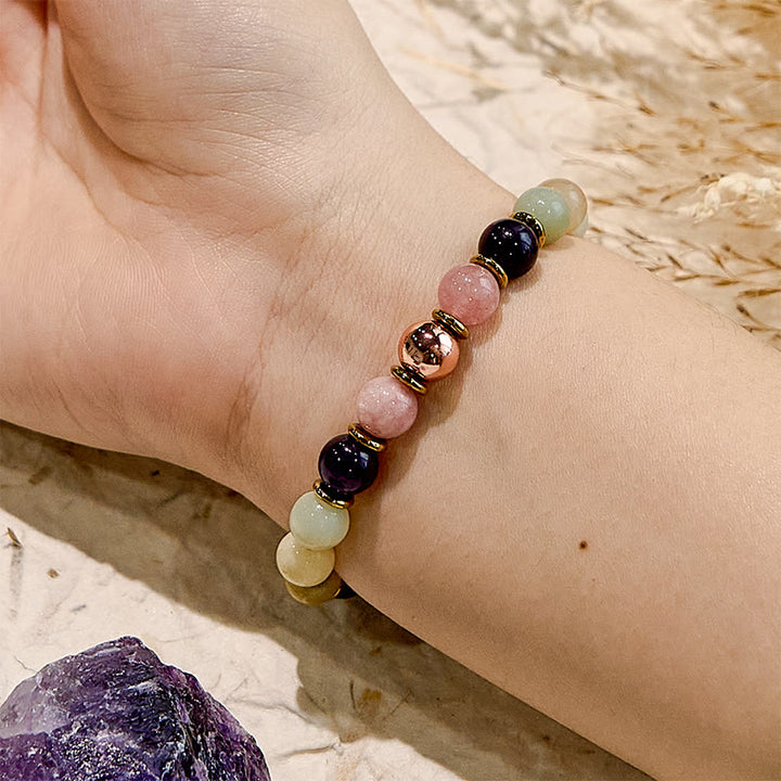 Olivenorma Natural Amethyst Amazonite Sleep Well Healing Bracelet - image 1