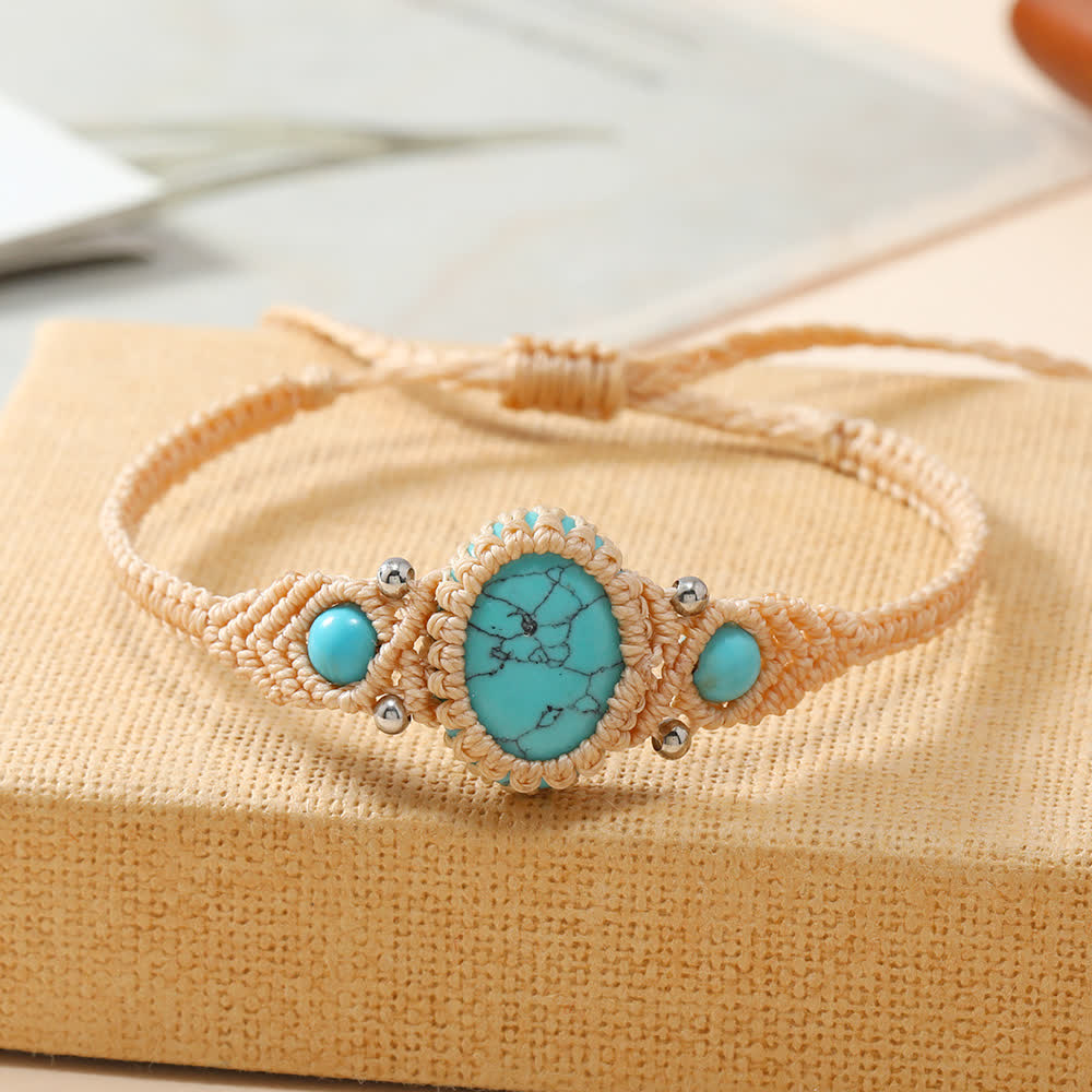 Olivenorma Woven Wrapped Oval Cut Crystal Braided Bracelet - Turquoise - image 9