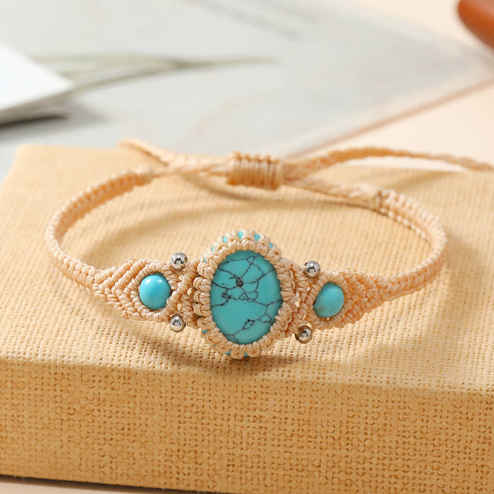 Olivenorma Woven Wrapped Oval Cut Crystal Braided Bracelet - Turquoise - image 9