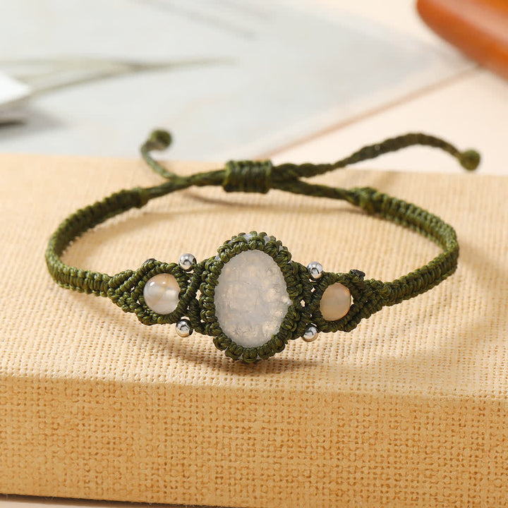 Olivenorma Woven Wrapped Oval Cut Crystal Braided Bracelet - Clear Crystal - image 0