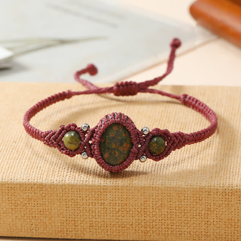 Olivenorma Woven Wrapped Oval Cut Crystal Braided Bracelet - Unakite - image 13