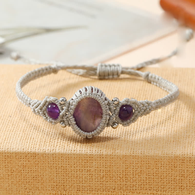 Olivenorma Woven Wrapped Oval Cut Crystal Braided Bracelet - Amethyst - image 7