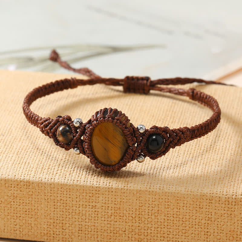 Olivenorma Woven Wrapped Oval Cut Crystal Braided Bracelet - Tiger Eye - image 15