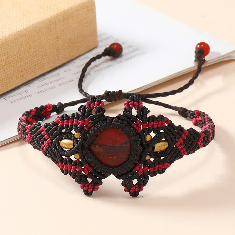 Olivenorma Handwoven Wrapped Crystal Braided Bracelet - Red Jasper - image 2