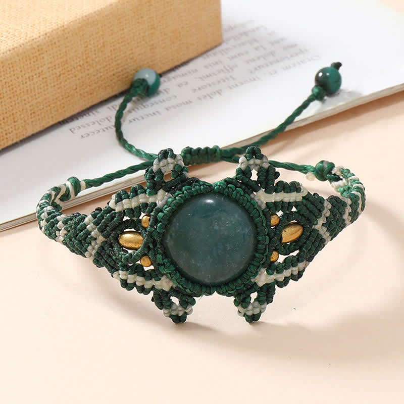 Olivenorma Handwoven Wrapped Crystal Braided Bracelet - Moss Agate - image 5