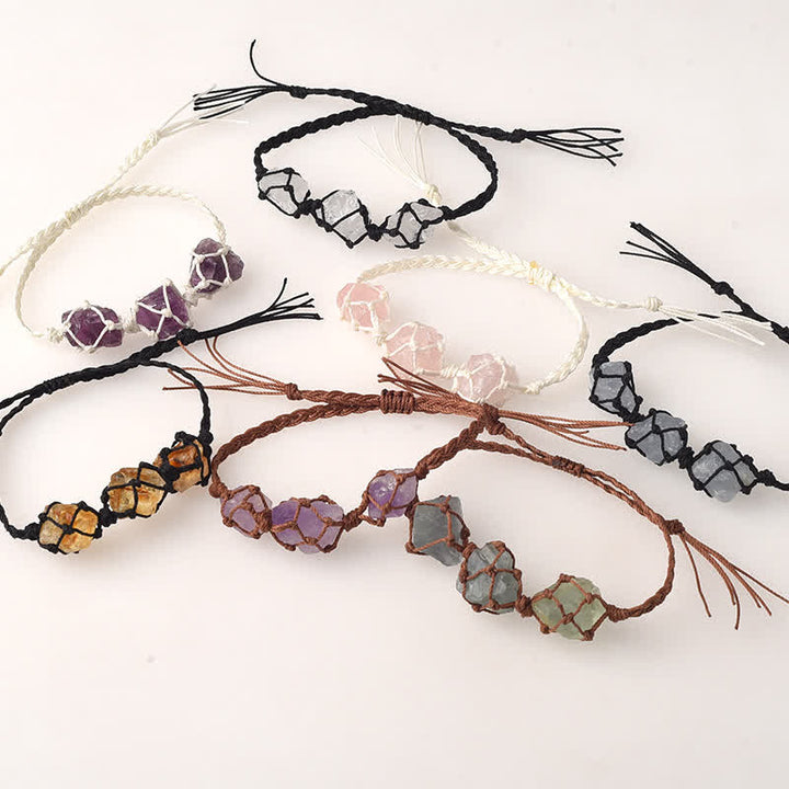 Olivenorma Three Raw Stones Net Bag Crystal Braided Bracelet - image 23