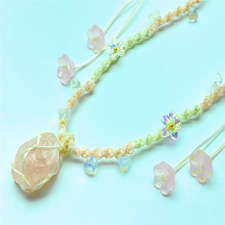 Olivenorma Rose Quartz Opalite Crystal Braided Necklace - image 6