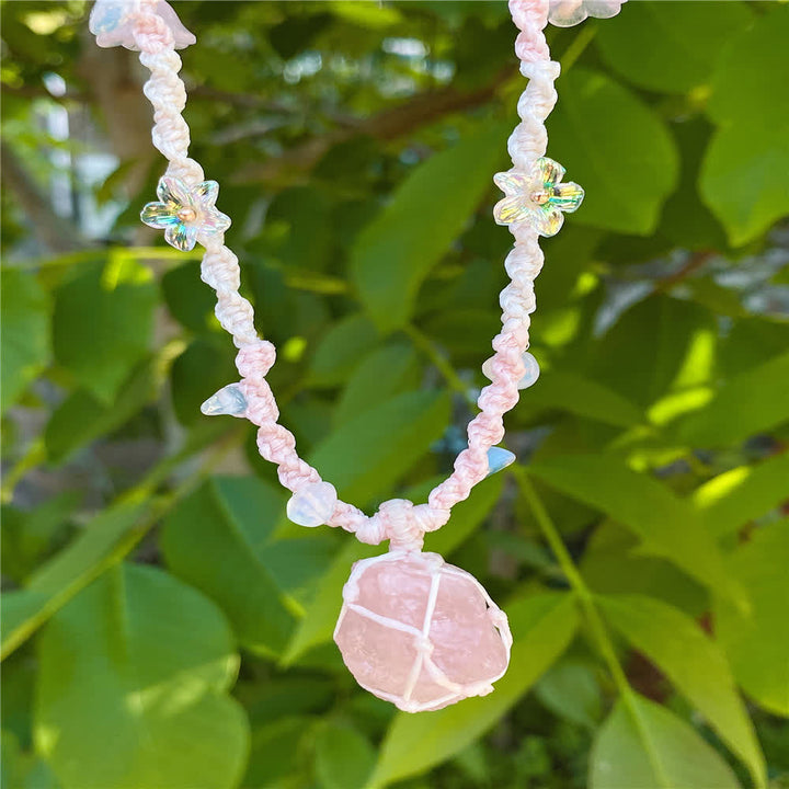 Olivenorma Rose Quartz Opalite Crystal Braided Necklace - image 1