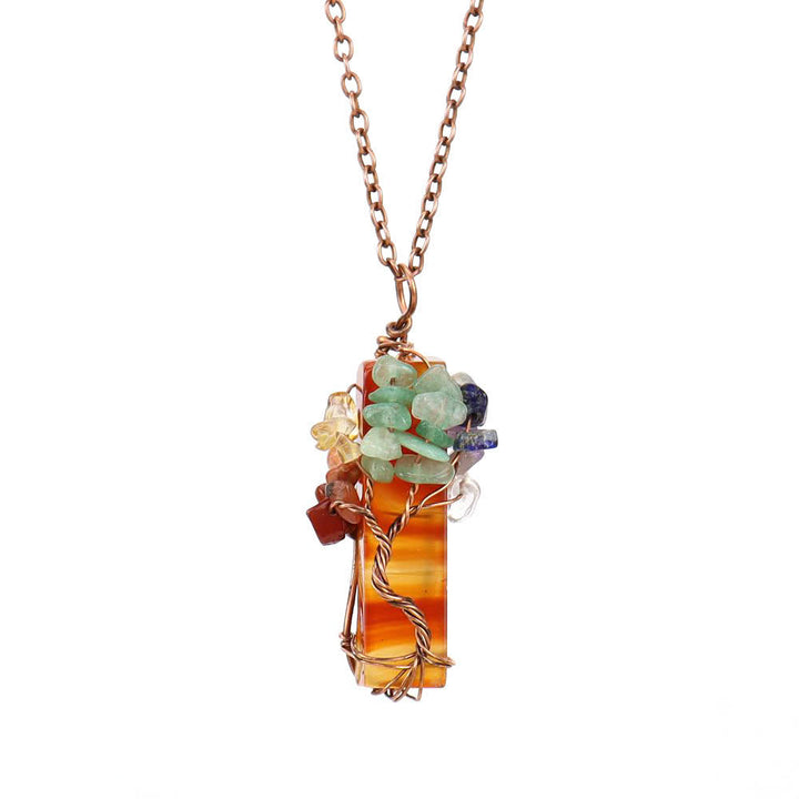 Olivenorma Rectangular Natural Stone Chakra Pendant Necklace - Carnelian - image 20