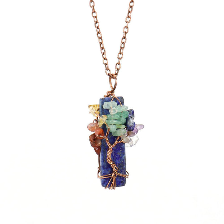 Olivenorma Rectangular Natural Stone Chakra Pendant Necklace - Lapis Lazuli - image 12