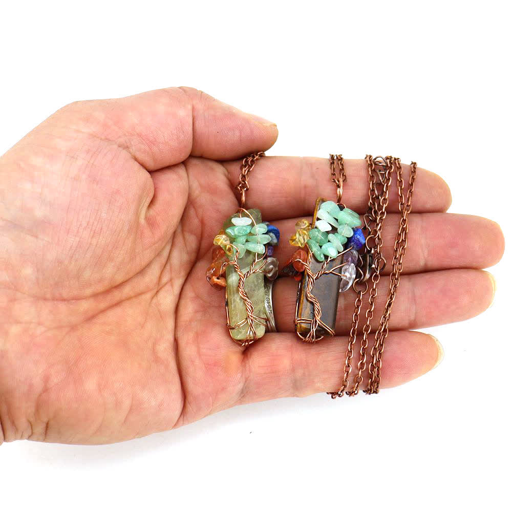 Olivenorma Rectangular Natural Stone Chakra Pendant Necklace - image 31