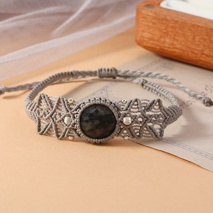 Olivenorma Natural Labradorite Crystal Braided Bracelet Necklace - Bracelet - image 1