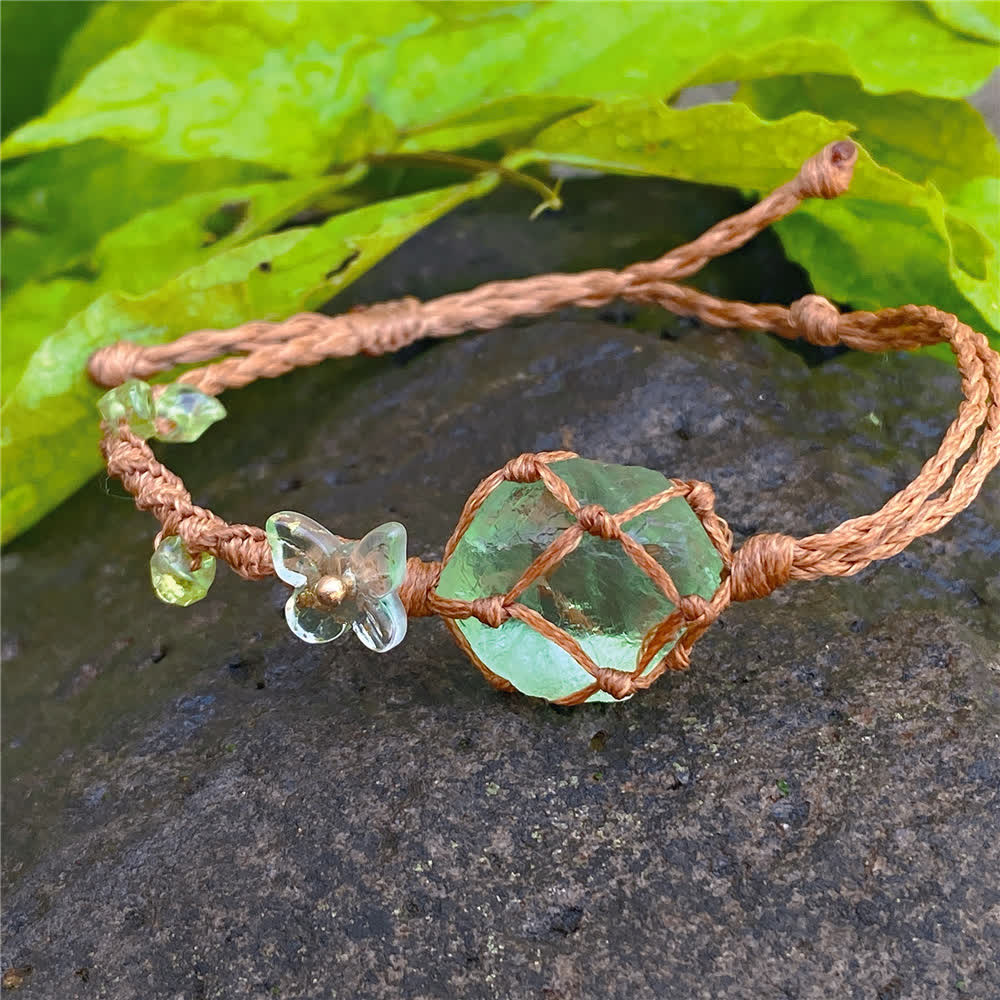 Olivenorma Green Fluorite Crystal Braided Bracelet Necklace - image 2