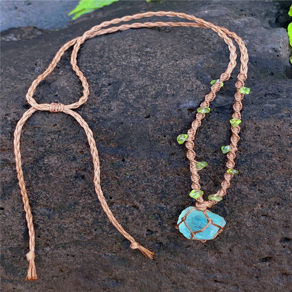 Olivenorma Green Fluorite Crystal Braided Bracelet Necklace - image 4