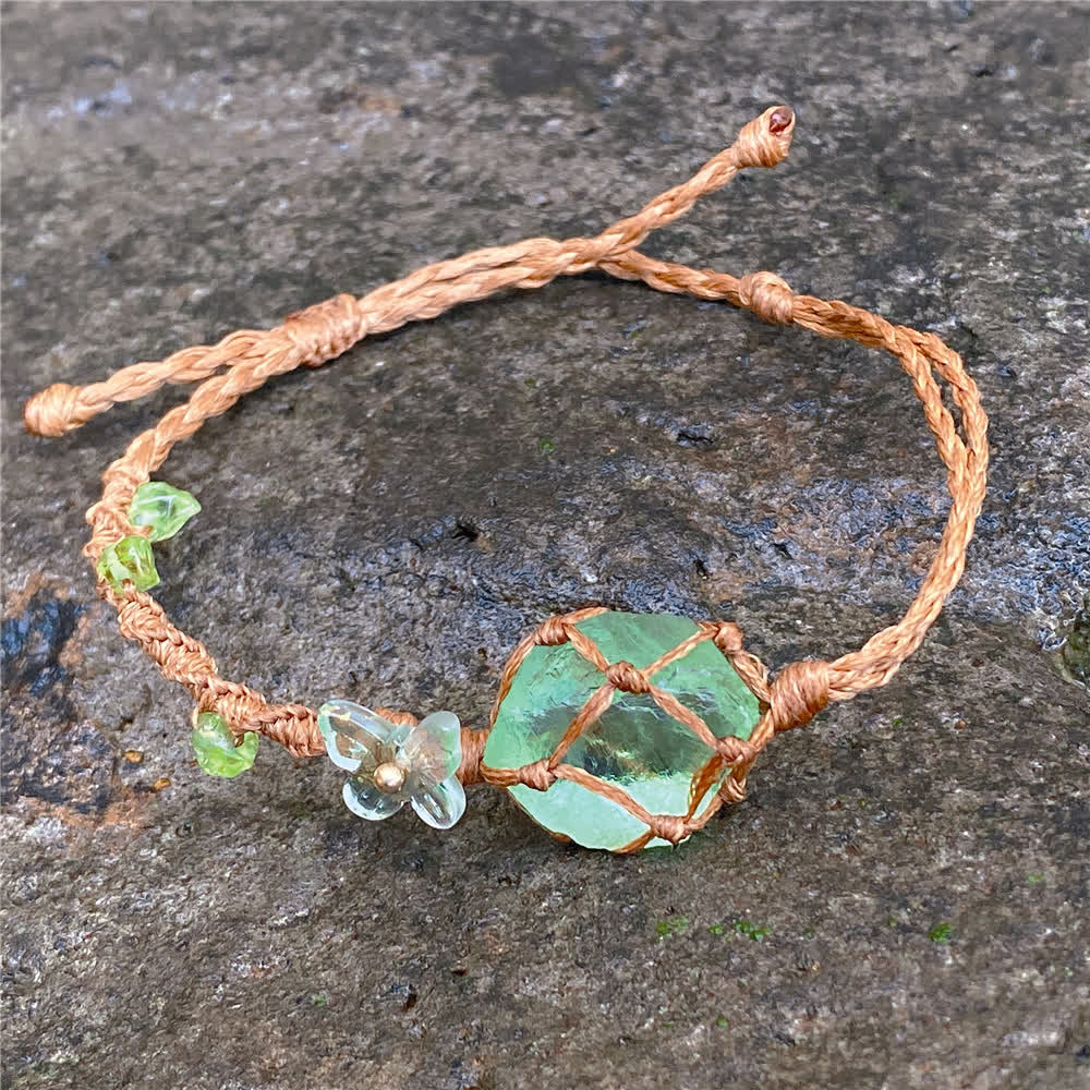 Olivenorma Green Fluorite Crystal Braided Bracelet Necklace - Bracelet - image 1