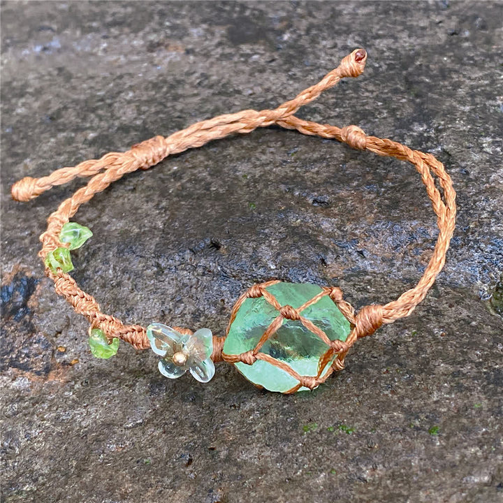 Olivenorma Green Fluorite Crystal Braided Bracelet Necklace - Bracelet - image 1