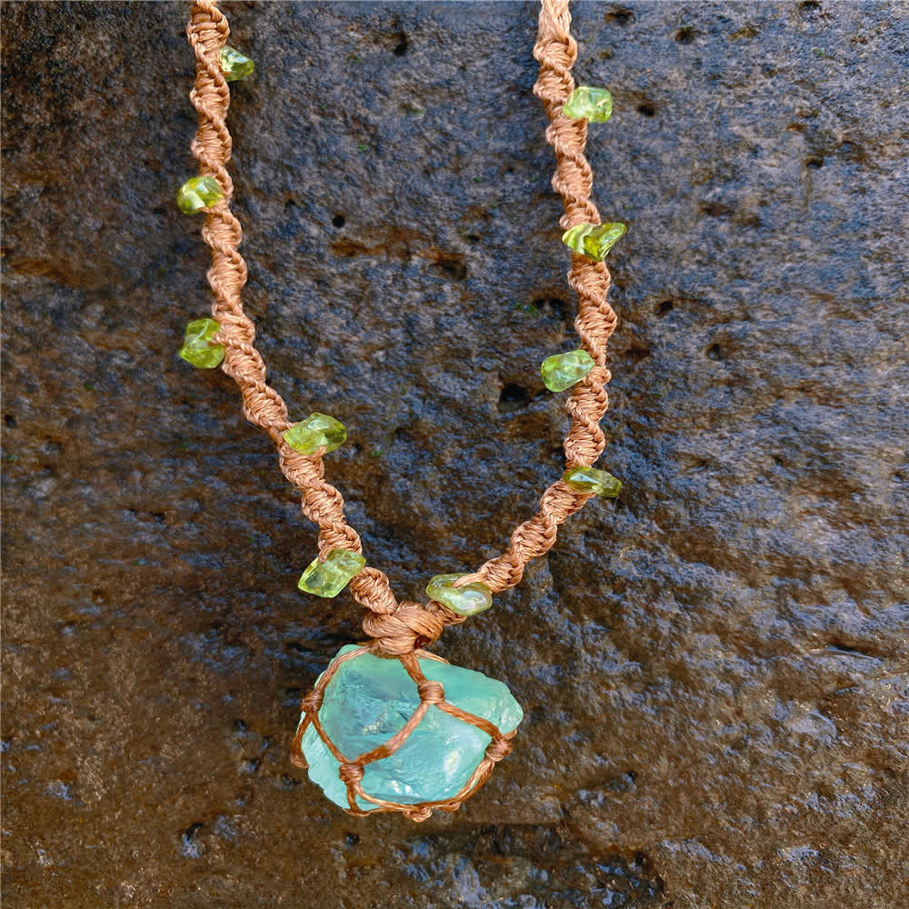 Olivenorma Green Fluorite Crystal Braided Bracelet Necklace - image 5