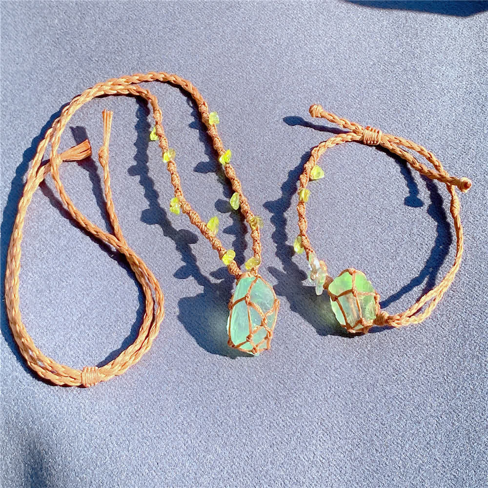 Olivenorma Green Fluorite Crystal Braided Bracelet Necklace - image 6