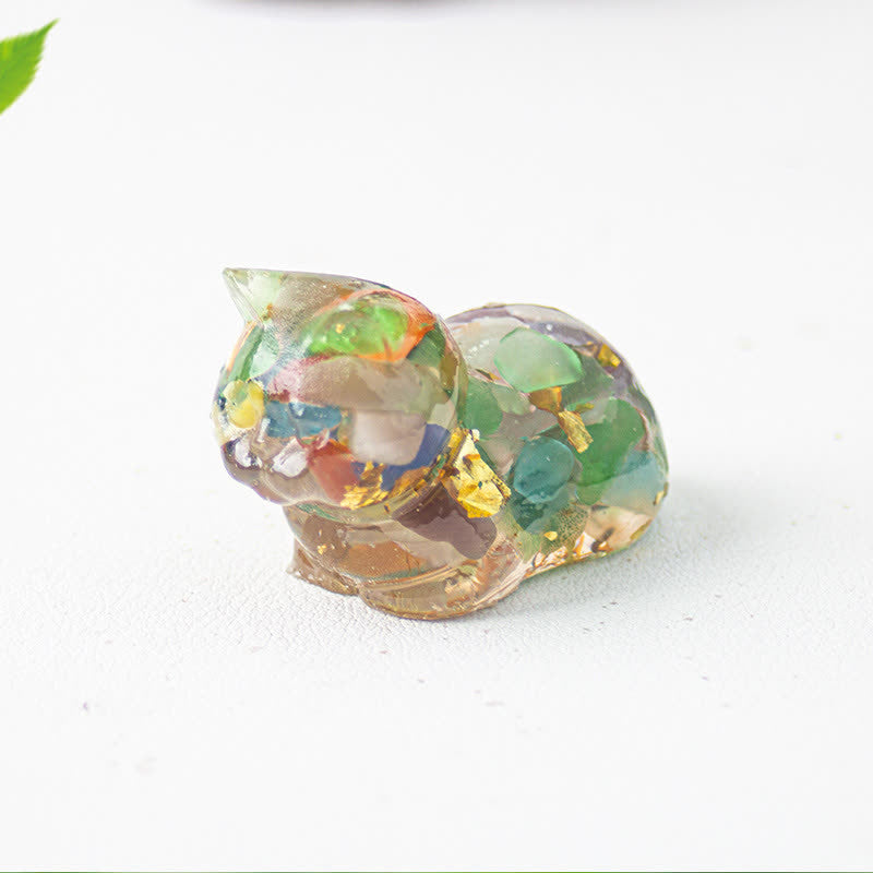 Olivenorma Natural Crystal Resin Cat Gemstone Decoration - Cat's Eye Stone - image 3