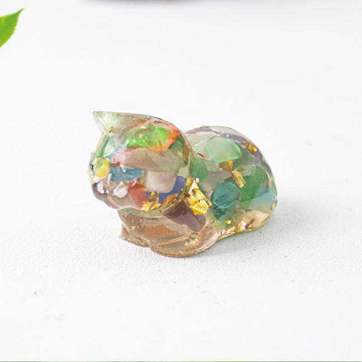 Olivenorma Natural Crystal Resin Cat Gemstone Decoration - Cat's Eye Stone - image 3
