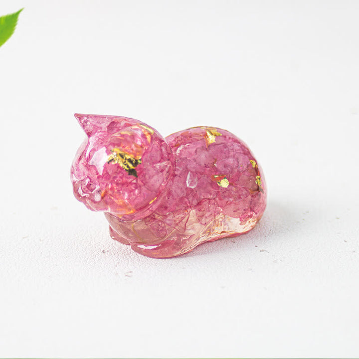 Olivenorma Natural Crystal Resin Cat Gemstone Decoration - Pink Crystal - image 19
