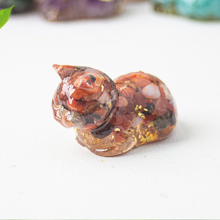 Olivenorma Natural Crystal Resin Cat Gemstone Decoration - Red Agate - image 23