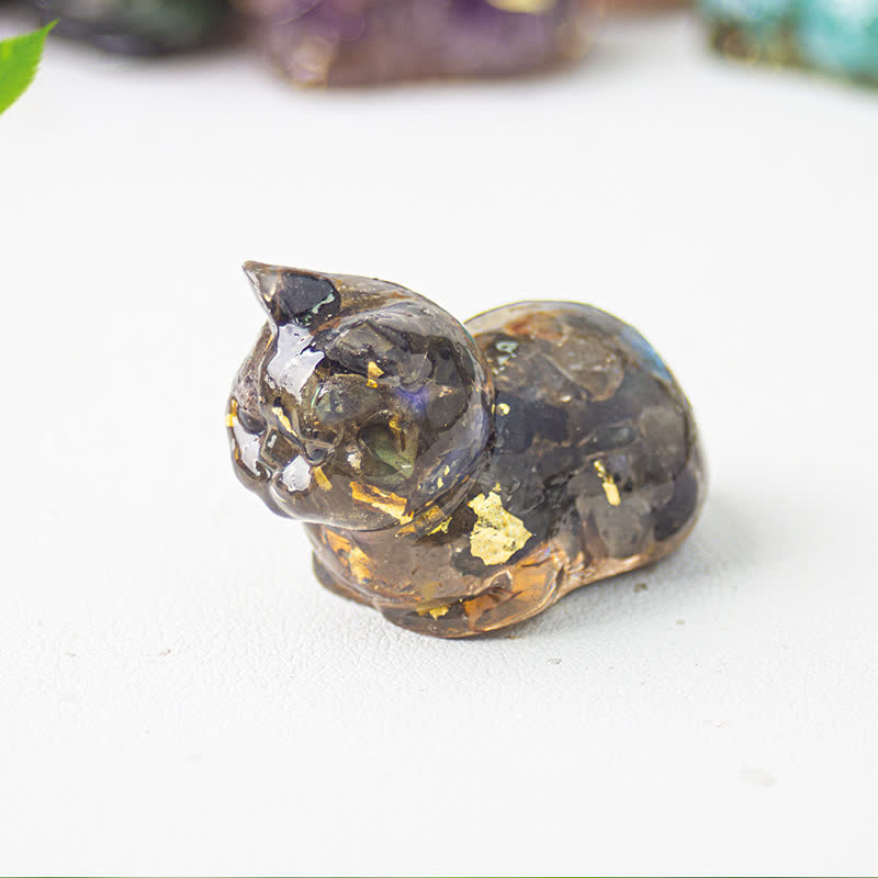 Olivenorma Natural Crystal Resin Cat Gemstone Decoration - Labradorite - image 11