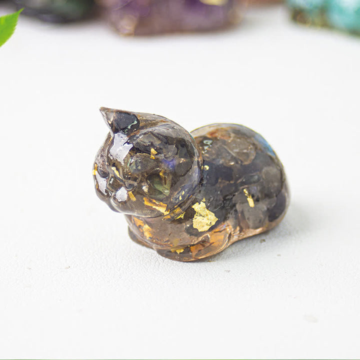Olivenorma Natural Crystal Resin Cat Gemstone Decoration - Labradorite - image 11