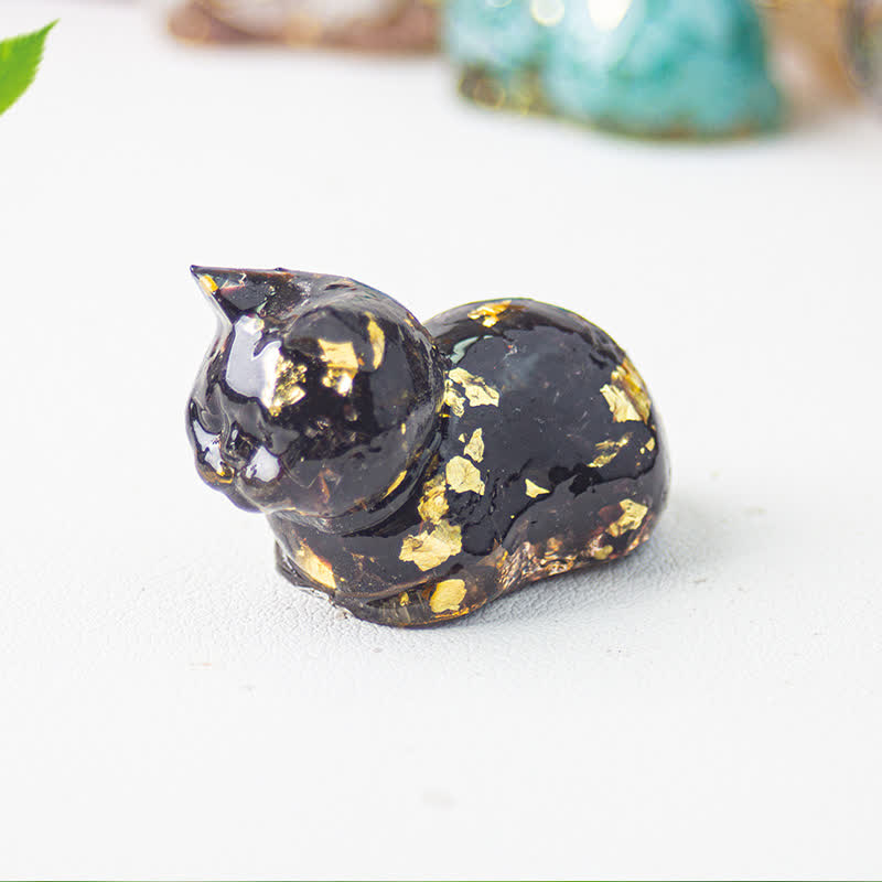 Olivenorma Natural Crystal Resin Cat Gemstone Decoration - Obsidian - image 17