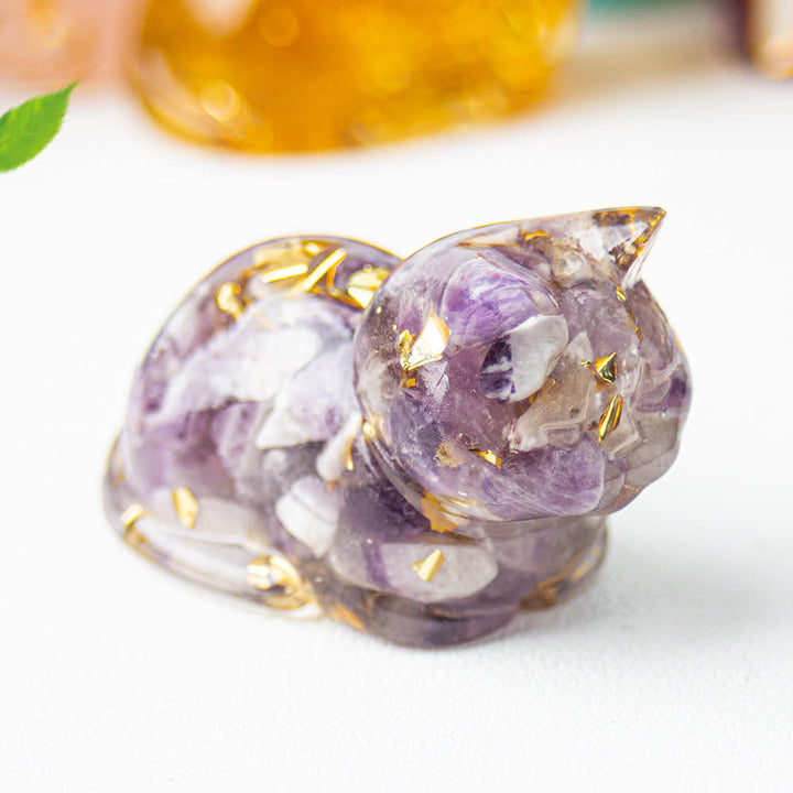 Olivenorma Natural Crystal Resin Cat Gemstone Decoration - Lepidolite - image 15