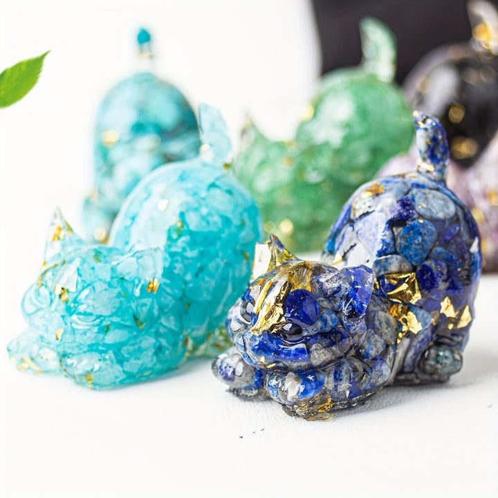 Olivenorma Multiple Colors Crystal Resin Stretching Cat For Positive Energy Mindfulness Relaxation Gemstone Decoration - image 76