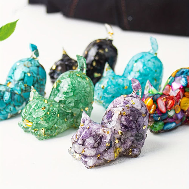 Olivenorma Multiple Colors Crystal Resin Stretching Cat For Positive Energy Mindfulness Relaxation Gemstone Decoration - image 0