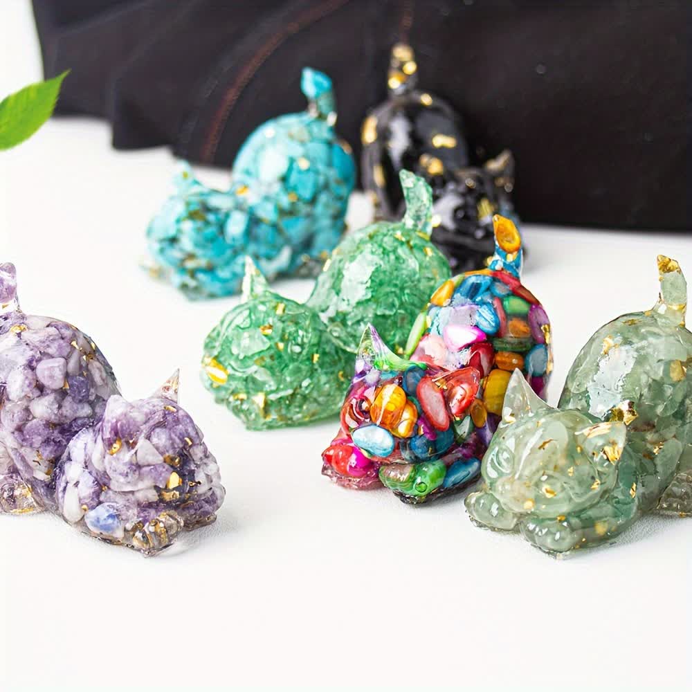 Olivenorma Multiple Colors Crystal Resin Stretching Cat For Positive Energy Mindfulness Relaxation Gemstone Decoration - image 75