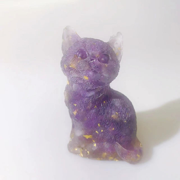 Olivenorma Crystal Resin Standing Cat Gemstone Decoration - image 1